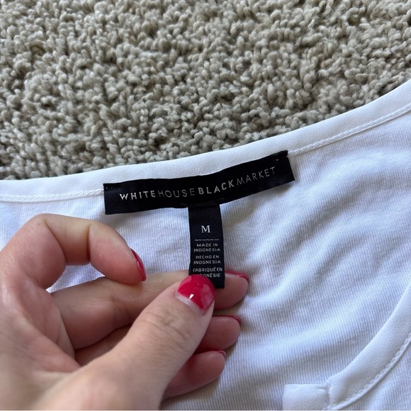 White House Black Market White Lace-Up Sleeveless Top Size Medium - Picture 5 of 6